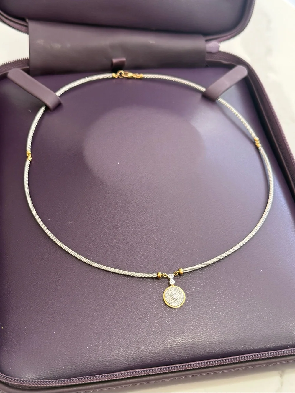 Charriol Diamond 18K Steel Cable Necklace